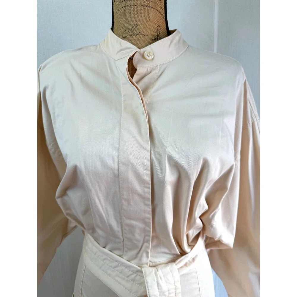 Zara Blush Cotton Oversized Midi Dolman Sleeve Belted Shirt Dress Sz S
